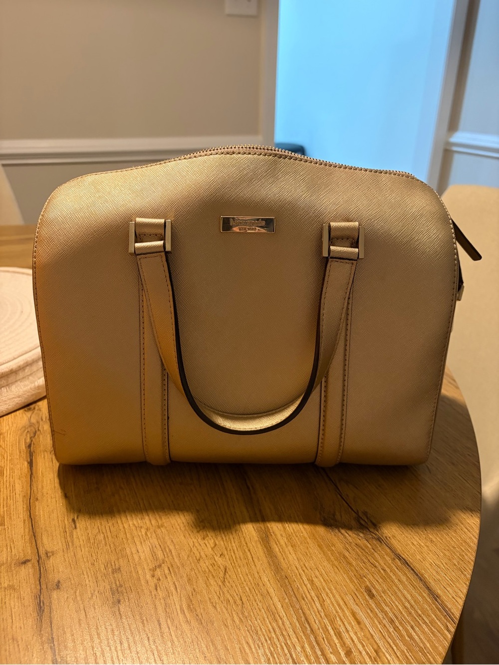 kate spade Gold-Tone Beige Structured Satchel